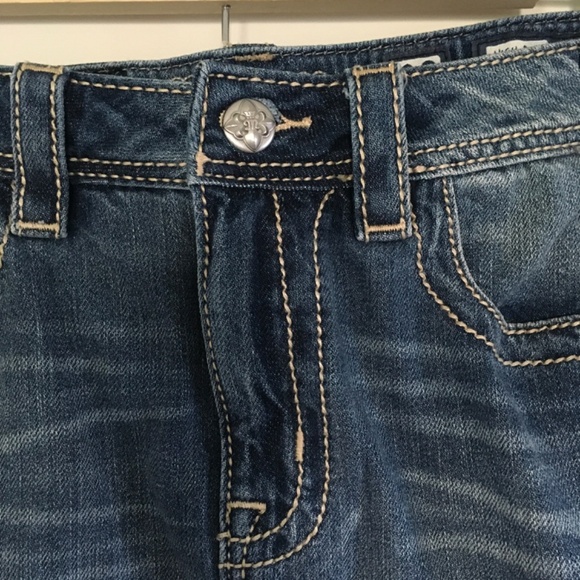 Miss Me High Rise Jean Skirt Southwestern Embroidered Aztec Cotton Denim Size 28 - Picture 5 of 15